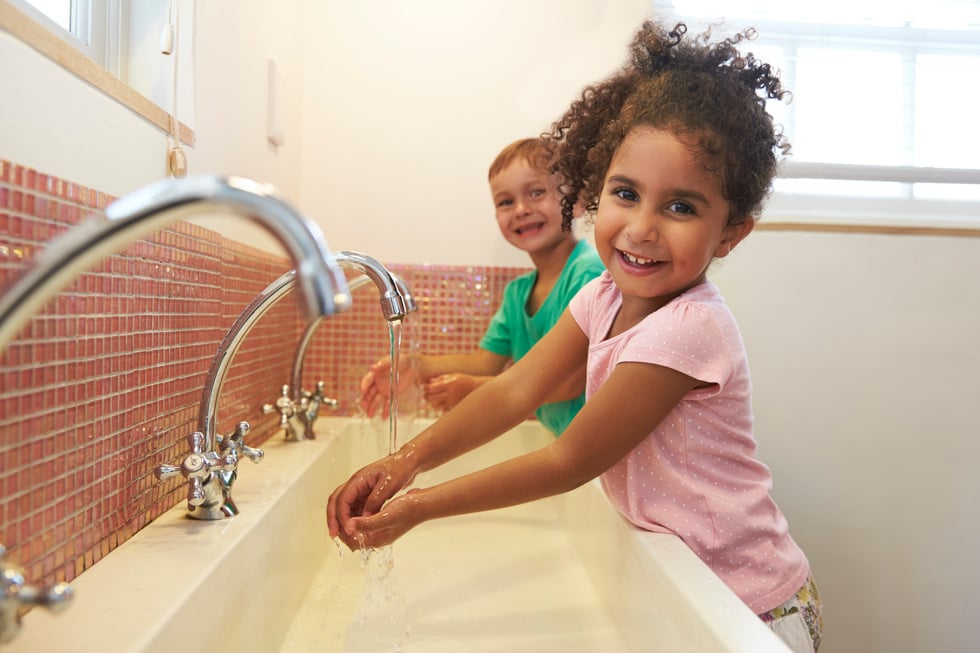 Pupils at Montessori School Washing Hands