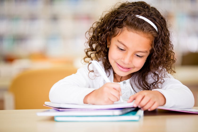 Girl Studying at School